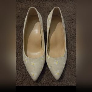 JustFab Cream Floral Heels